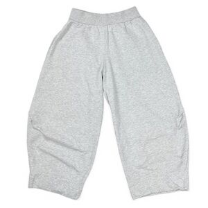 COS Grey Fleece High Rise Elastic Waist Cropped Barrel Sweatpants Joggers xsmall